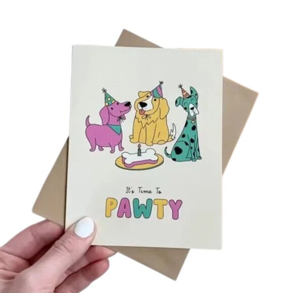 "It's Time To Pawty" Greeting Card - Picture 1 of 5